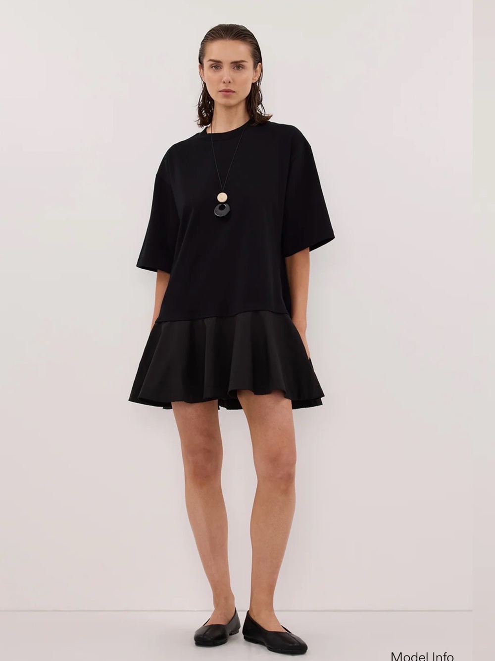 DISSH Black Short Drop-Waist Ruffle Dress
